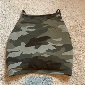Tie Back Camo Cropped Top
